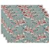 4/6/8PC Floral Placemats Washable Linen Farmhouse Table Mat for Party Holiday Kitchen Dining Table Decoration