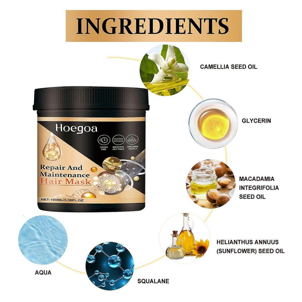 Nourishing and Repairing Hair Mask for Dry, Frizzy, Dyed, Permed, Damaged, Strong, Repairing, and Smoothing Hair. Less
