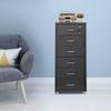 6-Tier Black Metal File Cabinet with Lock & Wheels, Vertical Filing Storage for Home Office, Modern Steel Cabinet, 28x41x69cm