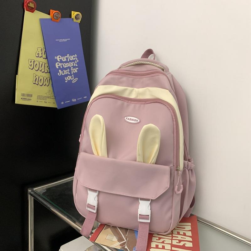 

New fashion casual backpack cute high value large capacity student bag junior high school student backpack tide розовый