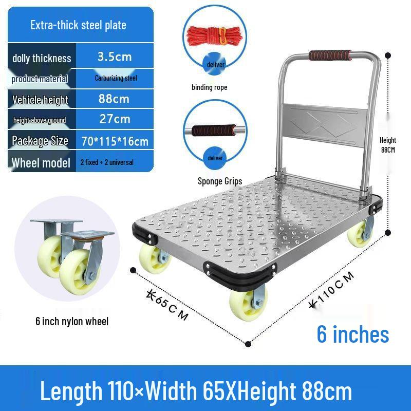 Portable Folding Steel Plate Dolly Hand Truck Cart for Household Use
