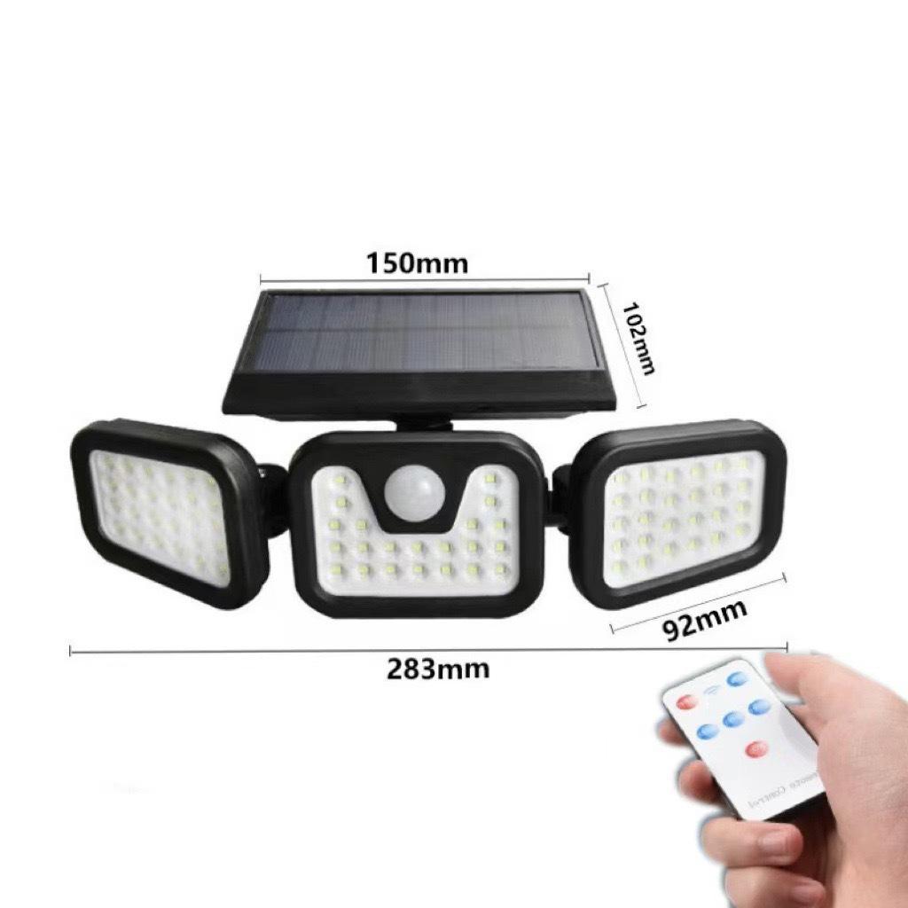 Three-Head LED Solar Motion Sensor Outdoor Wall Light, Waterproof for Garden, Courtyard, Fence, and Home Lighting.