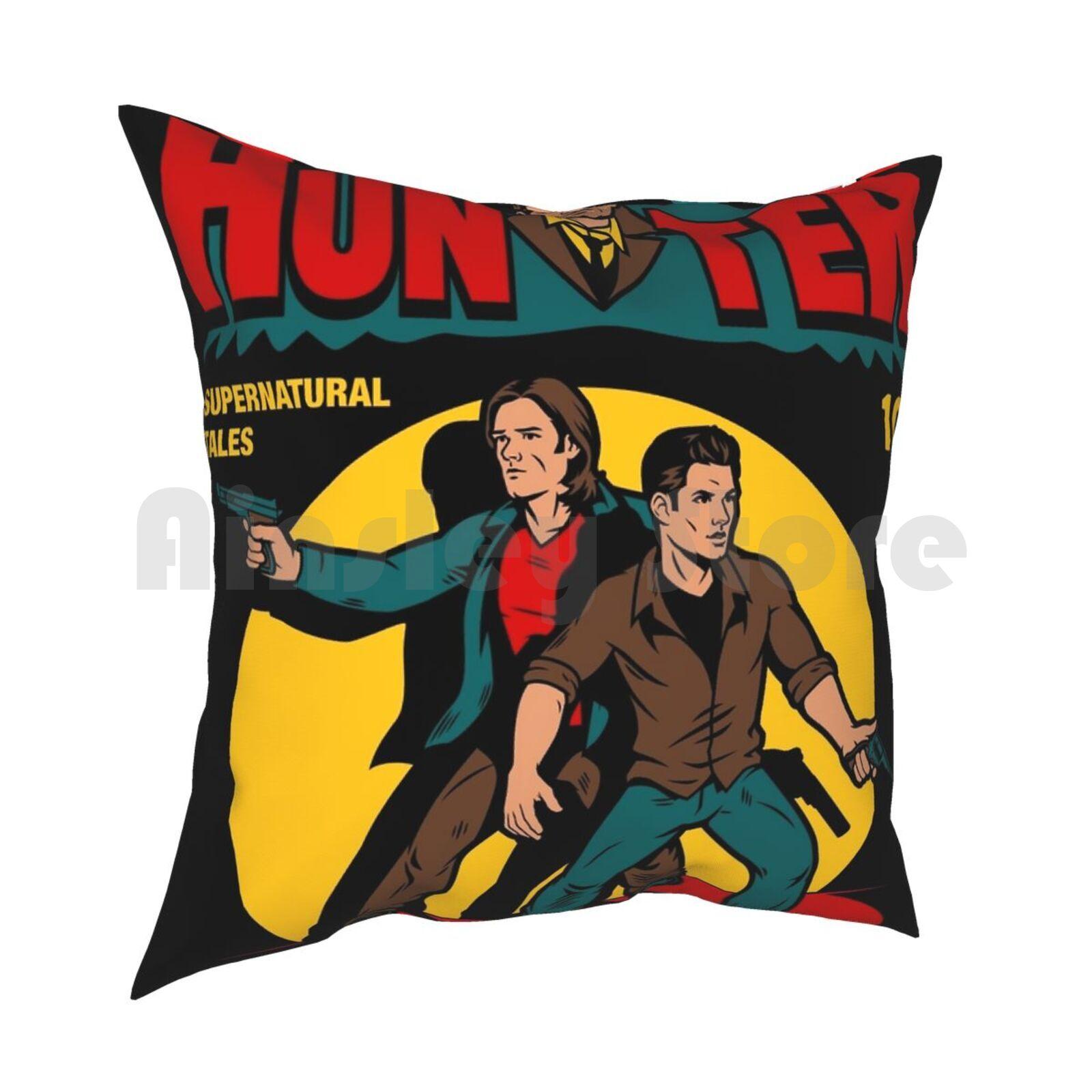 Hunter Comic Pillow Case Printed Home Soft Throw Pillow Winchester Sam Dean Supernatural Comic Book Cover Hunter Ghosts 30x30cm 12x12in