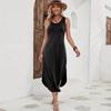 Ärmelloses lässiges Midi-Kleid in einfarbiger Ausführung mit lockerem Schnitt und seitlichem Schlitz, bequemes Sommerkleid für Damen