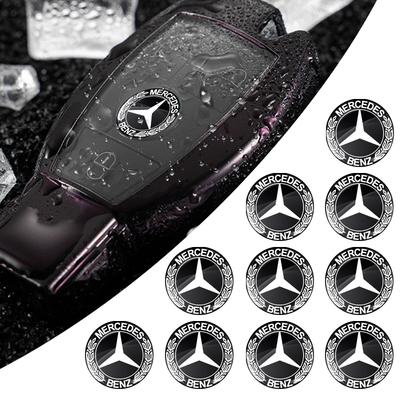 14mm Auto Fernbedienung Schlüsselanhänger Emblem Plakette Funkknopf Aufkleber Für Mercedes Benz AMG W212 W205 W246 W177 W176 W213 GLC GLE GLS ML Willkommen Laserprojektion