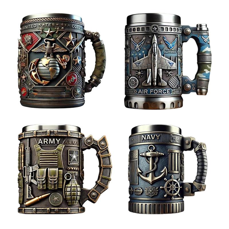 Army-Themed 3D Coffee Mug Unique Military Veteran Tribute Cup Personalized Veteran Ceramic Coffee Cup Funny Gifts For Veterans