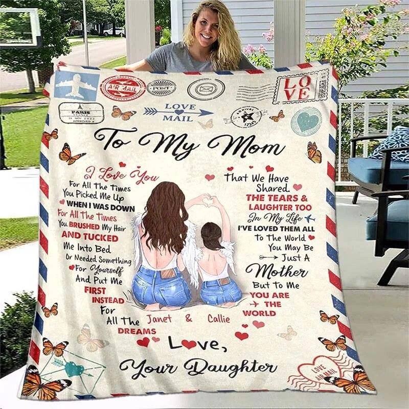 To My Wife/husband/Daughter/Son/Mom/Sister Blanket Custom Blanket Gift Air Mail Letter Blanket Family Gift Best Wish for Her/him