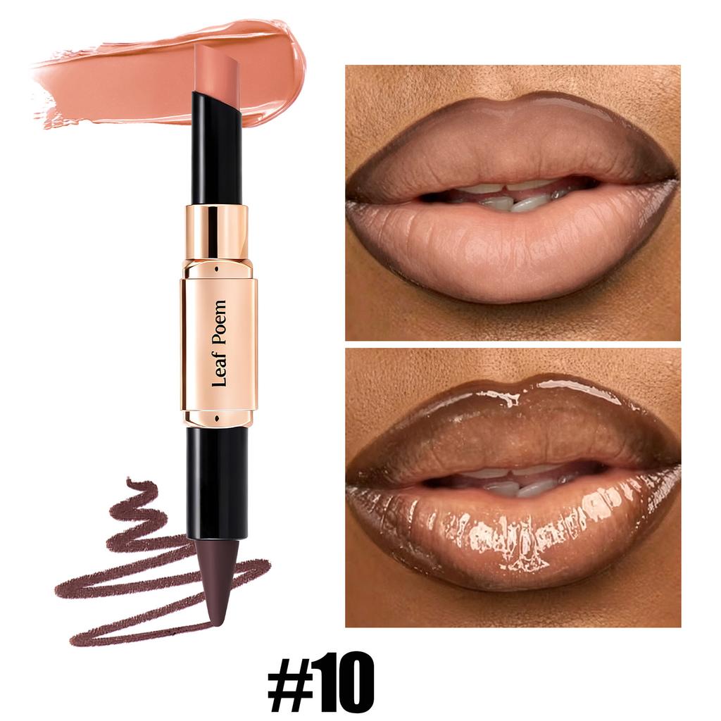 2IN1 Tapered Gradient Lip Liner & Lipstick Pen Long Lasting Waterproof Nude Matte Lip Contour Plumping Lipstick Non Stick Makeup