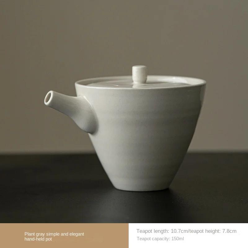 

Japanese Style Grass Wood Gray Teapot Vintage Filter Single Pot Kung Fu Tea Set Hand Ceramic Pot Tea Pot Tea Infuser Tea Kettle