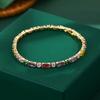 18K Gold Plated Rainbow Baguette CZ Tennis Bracelet – Luxury Colorful Jewelry, Sparkle Gift for Women
