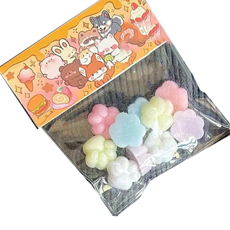 10/20/30Pcs Mini Flocking Squishy Kitty Paw Stress Relief Decompression Toy Pinching Squeeze Cat Paw New Fidget Toy Gift