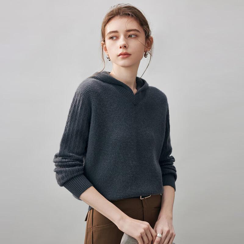 Comon Boca Women's Hooded 100% Cashmere Sweater