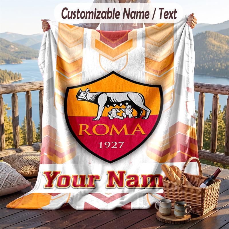 Flannel Blanket AS Roma Print Custom Name Text Soft Throw for Sofa Bed