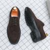 Large Size Abrasive Leather Brock Carved Business Dress Shoes for Men Round Head Lace-up Casual Shoes 2026 New
