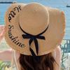 Straw hat female sunscreen sunshade beach seaside big brim vacation travel Internet celebrity small fresh versatile sun hat