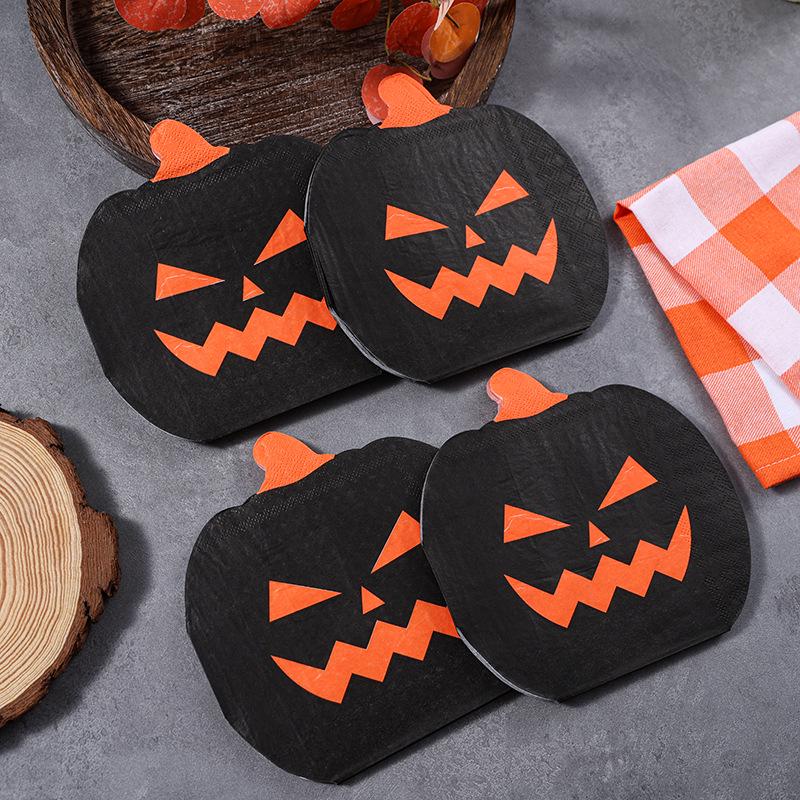 Tovaglioli Ispessiti per Festa di Halloween con Zucca - Decorazione da Tavola Multistile