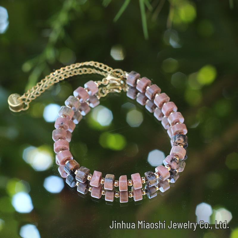 Bransoletka z kryształu ametystu - Damska, regulowana, ze stali nierdzewnej, z zapięciem typu homar