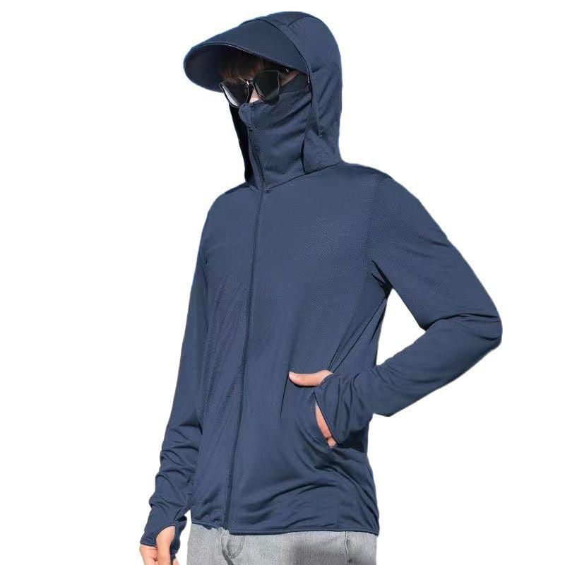 Men’s Ultra-Thin Hooded Ice Silk Windbreaker: Breathable Summer Jacket for Outdoor Fishing and Sun Protection.