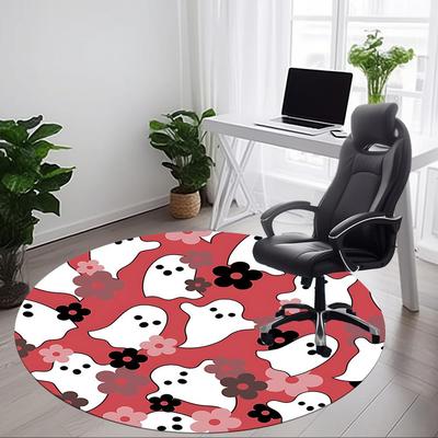 1 Stück Geisterblumen Büro Runder Teppich, Indoor-Matte Geeignet für Büro, Unter Bürostühlen Schlafzimmer Wohnzimmer Heimdekoration, Raumdeko
