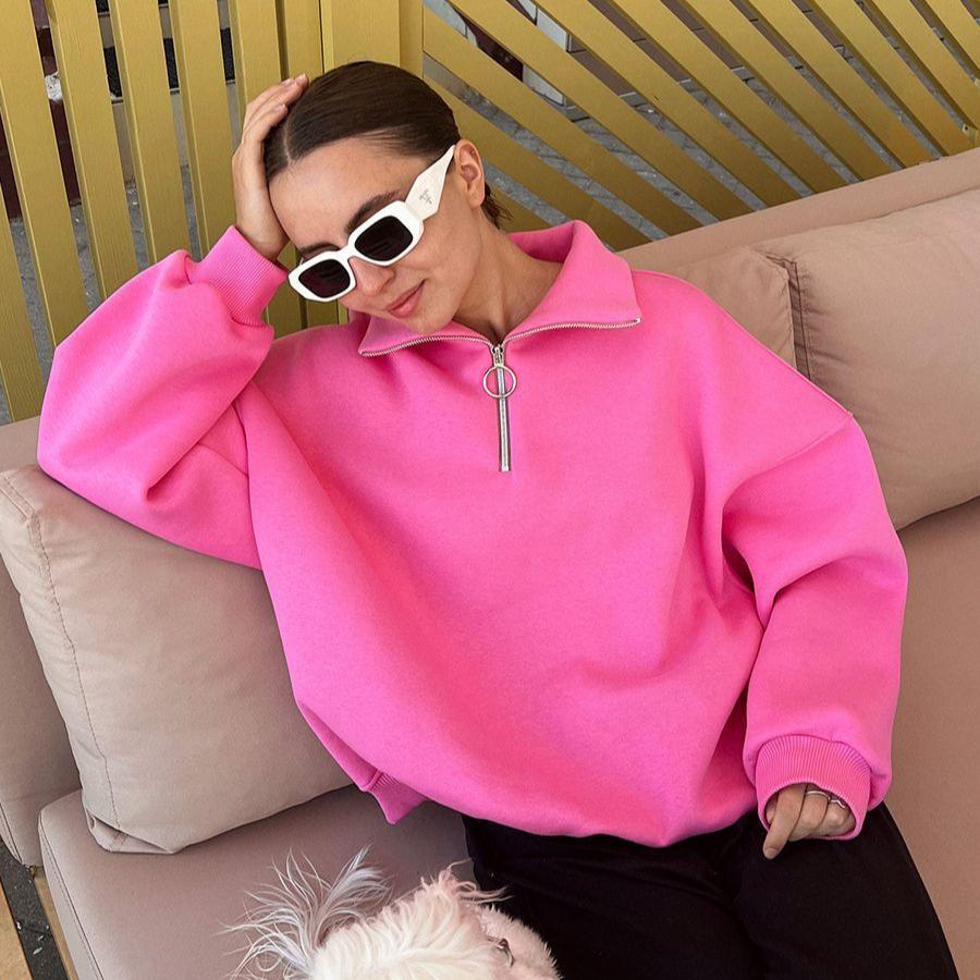 GMXIA Límec Mikina Podzim a Zima Dámský Unisex Styl Móda Streetový Trend Volná Klopa Zip Mikina