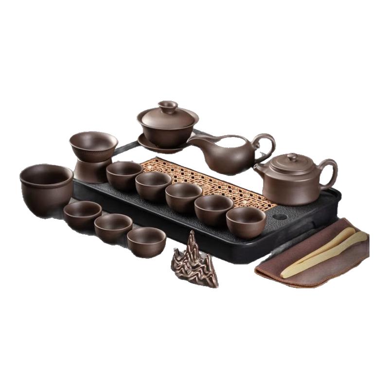 Qianyu Japanese Style Ceramic Tea Set with Stone Tray