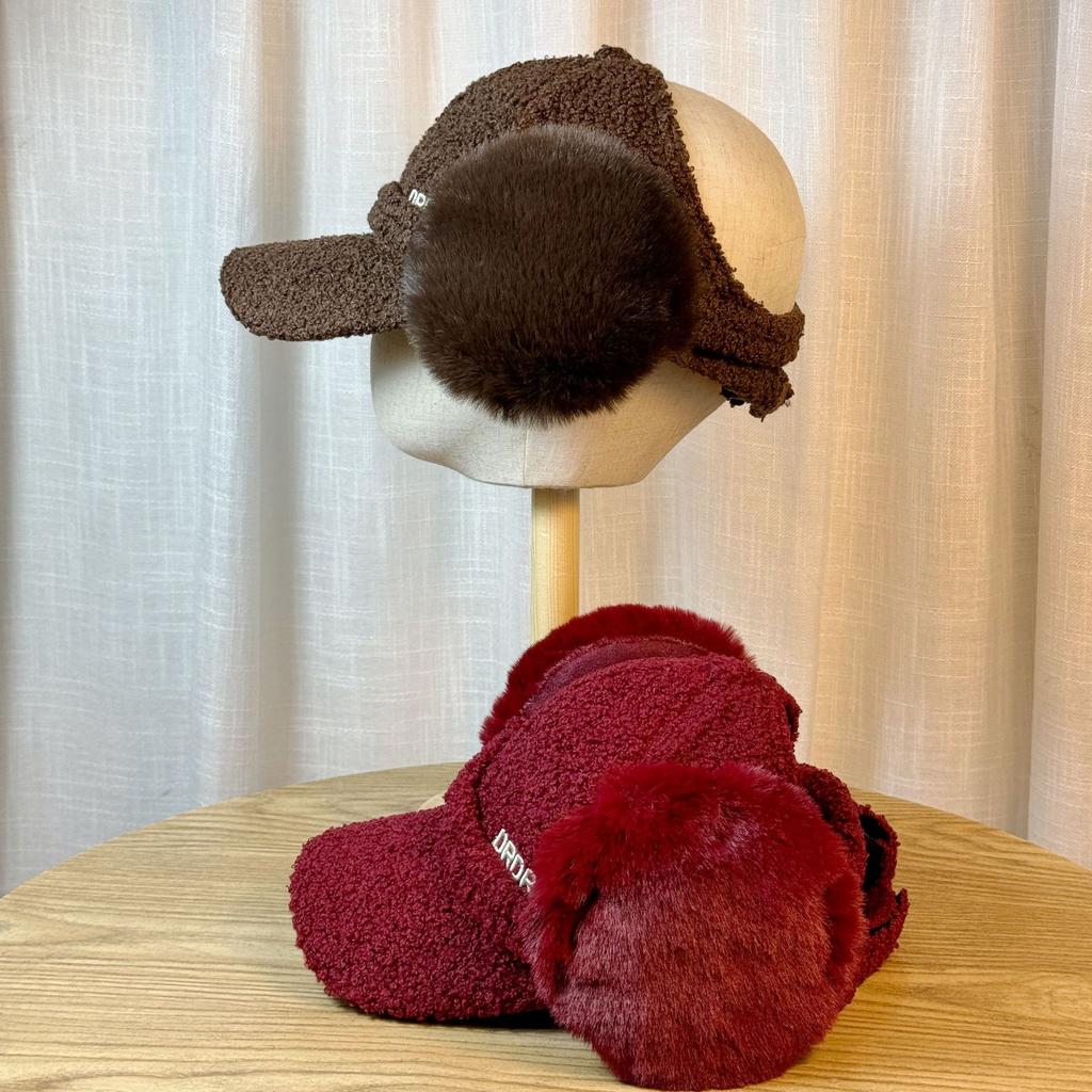 Winter New Style Lamb Wool Empty Top Baseball Hat for Women Thickened Warm and Versatile Letter Embroidered Peaked Cap