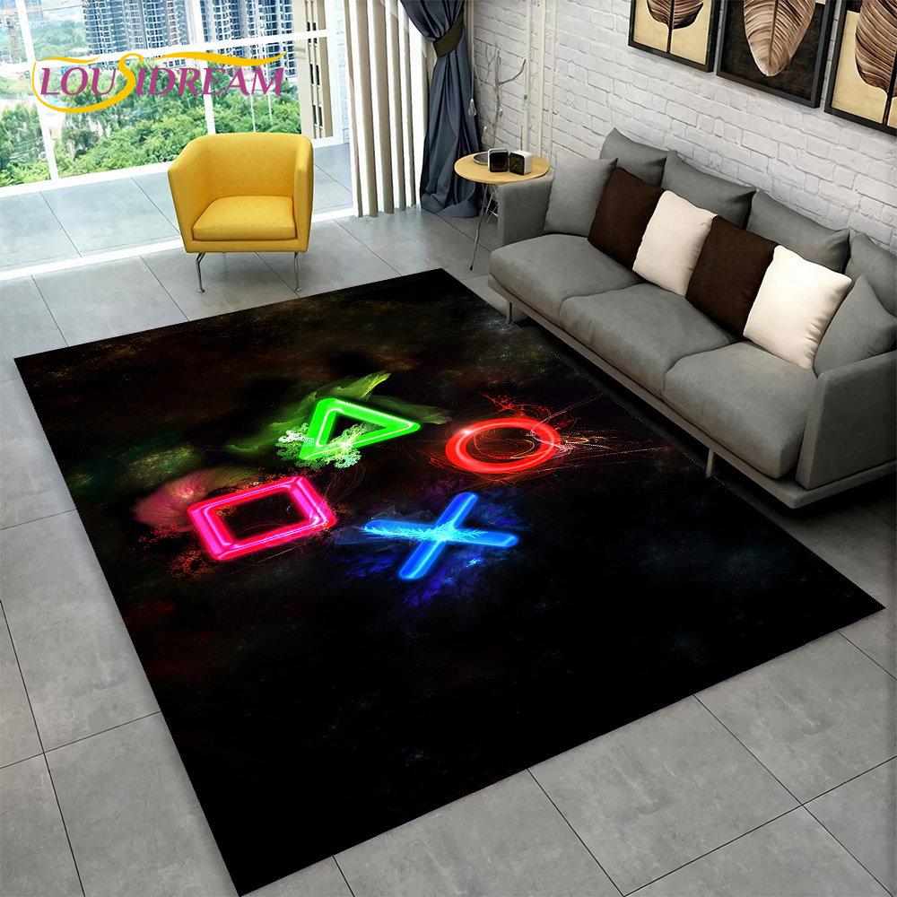 Cartoon Gamer Game Gamepad Area Rug,Carpet Rug for Living Room Kids Bedroom Sofa Kitchen Doormat Decor,Child Non-slip Floor Mat