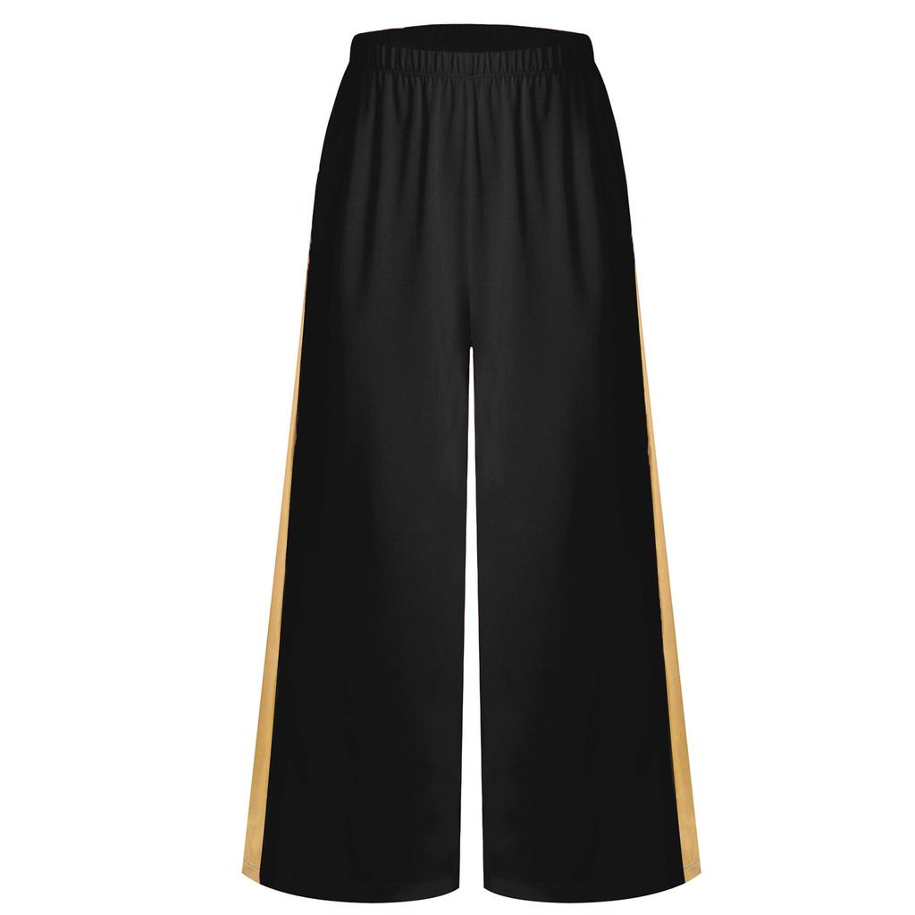 Girls Liturgical Dance Pants Metallic Patchwork Wide Leg High Waist Elastic Waistband Performance Trousers