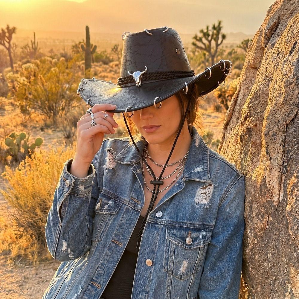 Einfarbiger Western-Cowboyhut Breiter Rand Cowgirl-Kappe Klassischer Sommerhut Reisen