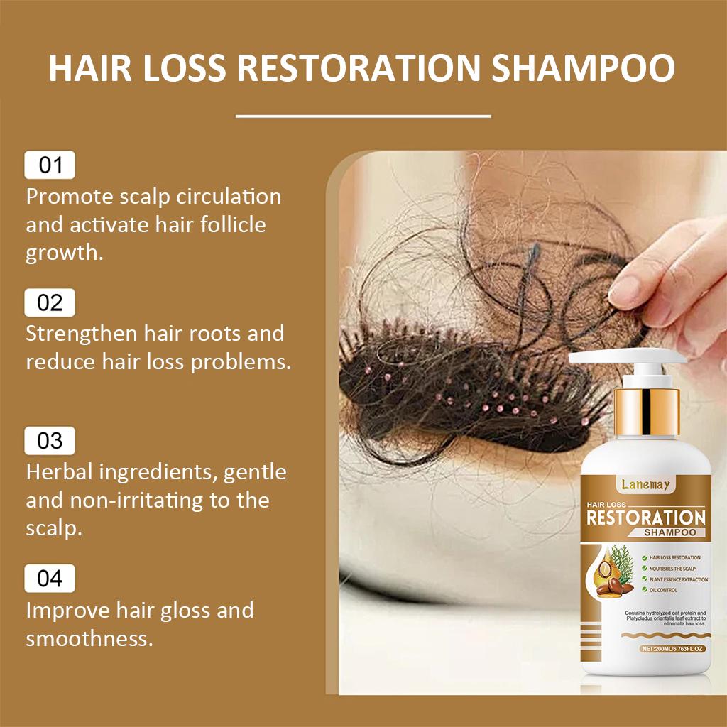 Restoration Shampoo-Promote Scalp Circulation-Strengthen Hair Roots-Reduce Loss, Active Hair Follicle Growth, 200ml