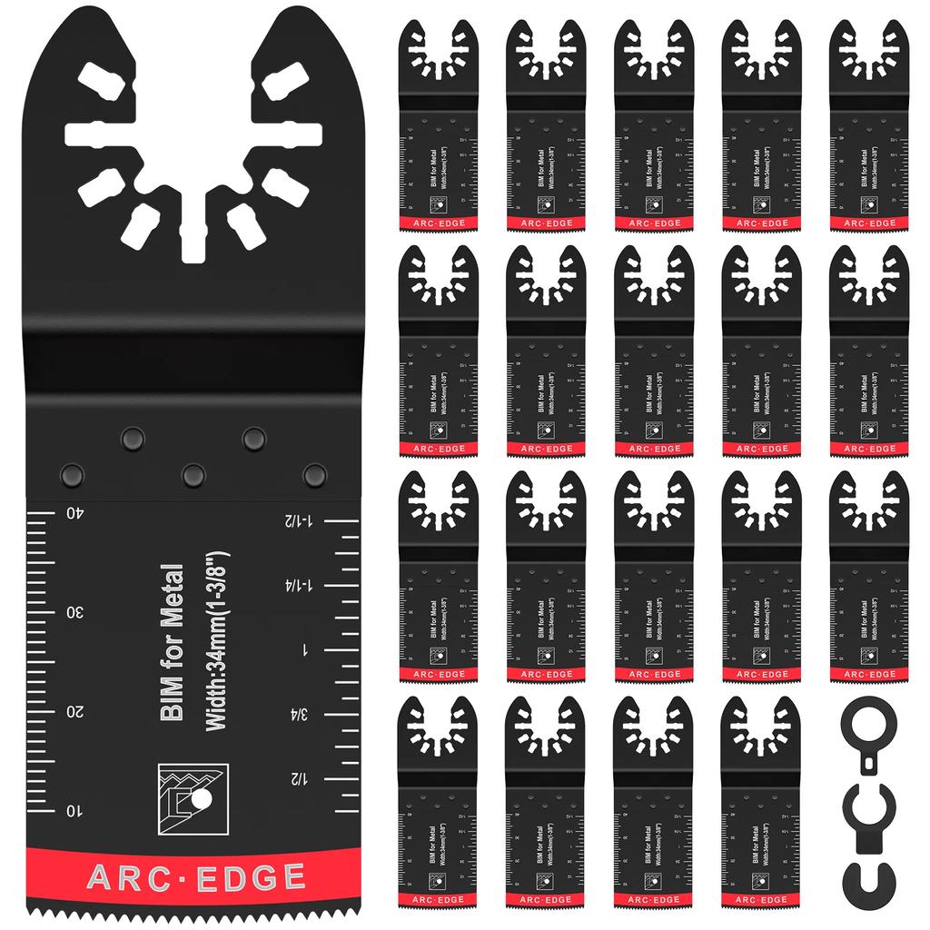 Sada 10 oscilačních pilových kotoučů, zakřivené bimetalové 34mm multifunkční kotouče, univerzální řezací oscilační kotouče na dřevo a kov