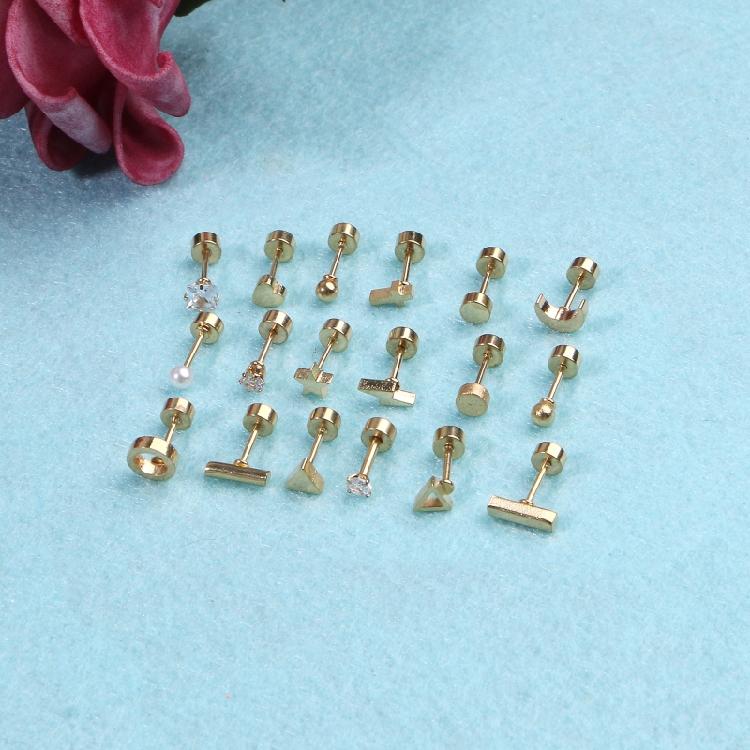 18-Pair Tiny Stud Earrings Star Moon for Triangle Ball Screwback Earrings for Un