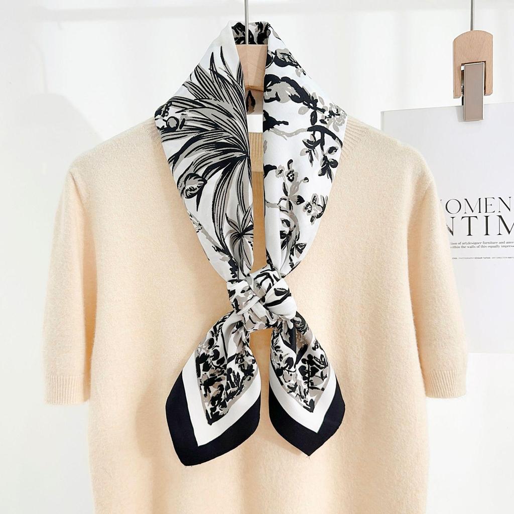 90×90 Großer Hochwertiger Schwarz-Weiß Gestreifter Schal: Professionelle Halsbekleidung, Stirnband & Sonnenschutz-Kopftuch