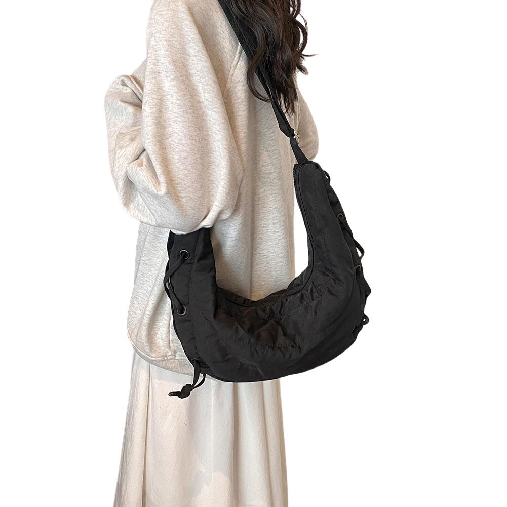 Women Fashion Shoulder Bag Large Capacity Crescent Crossbody Bag Adjustable Strap Daily Messenger Bag Simple Satchel Bag