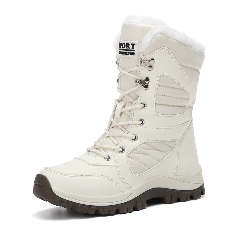 Large Size Winter New Cotton Shoes Men's Thickened Long-haired Piled Warm Snow Boots High-top Women's Boots Non-slip