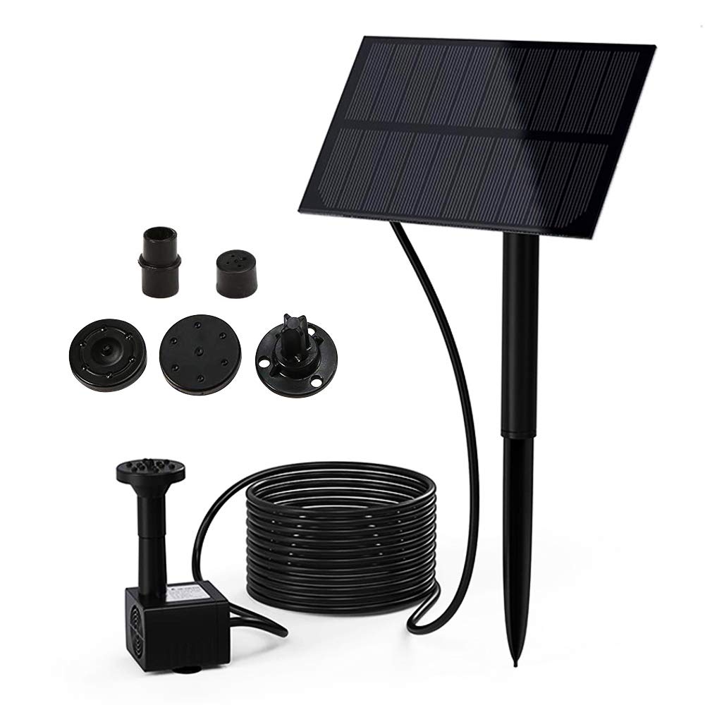 

ORIGINCOM Solar Fountain Pump Kit - Powered by Solar Energy, No Electricity Costs Required, Outdoor Use, 1.5W, 4 Nozzles Included, for Ponds/Gardens/G