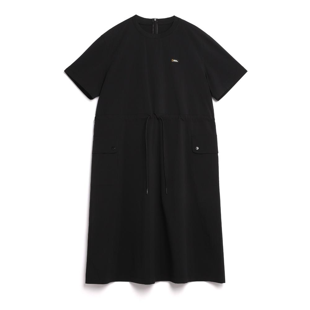 NATIONALGEOGRAPHIC N242Wop910 Adélie Lightweight Woven Stretch Round Neck Dress Carbon Black