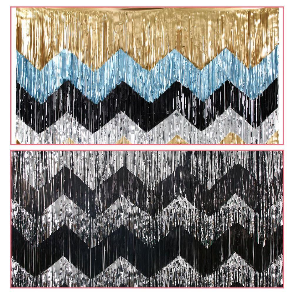 6.56ft Length Metallic Fringe Garland Tinsel Streamers Banner  Stage Party Decoration