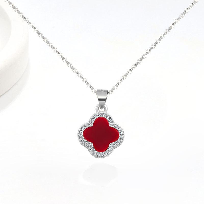 High-end Luxury Four-leaf Clover Necklace Women s Clavicle Chain Pendant 925 silver