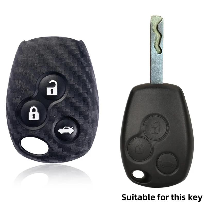 

2/3 Buttons Carbon Silicone Car Key Case Cover For Renault Duster Clio DACIA 3 Twingo Logan Sandero Modus
