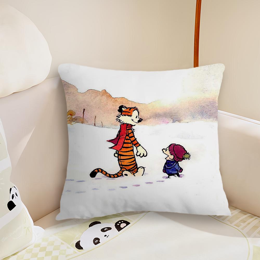 CCalvin and cute HHobbes cushion cover Pillow Case Plush Fabric Soft Double Sided Print Sofa Cushion Cover Throw Pillow Covers