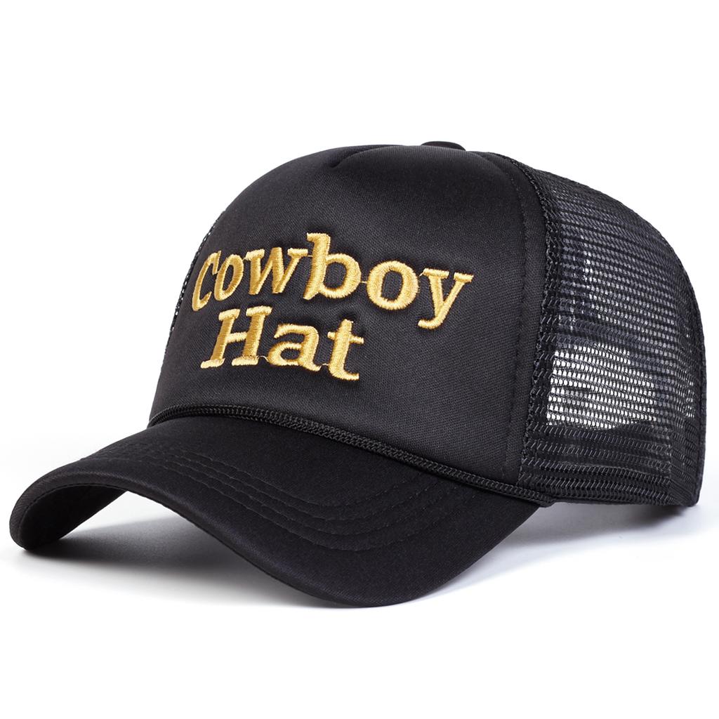 Herren Cowboyhut Buchstabenbestickte Baseballkappe Mesh-Hut Outdoor Verstellbar Sonnenschutz Freizeit Hut Frühling Herbst Reise Tourismus Strandurlaub