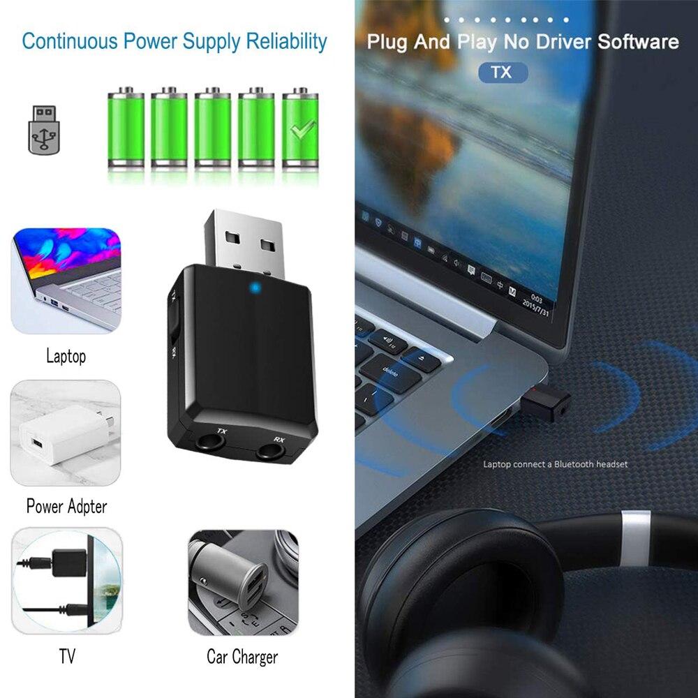 3 In 1 USB Wireless Bluetooth Adapter 5.0 Transmiter Bluetooth for Computer TV Laptop Speaker Headset Adapter Bluetooth Receiver