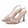 Fashion Sandals Women Summer Sexy Slingback High Heels Rhinestones Elegant Pointed Toe Transparent PVC Party Pumps Shoes 2025