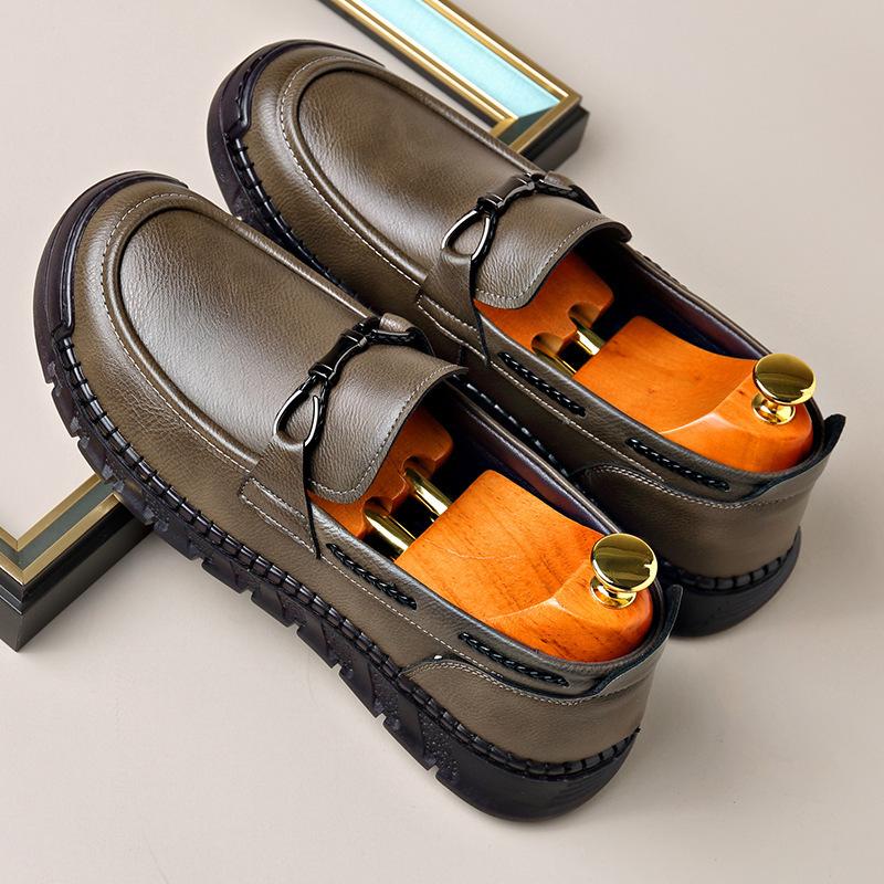 

Doudou shoes men s new autumn trend versatile flat-bottomed non-slip one-pedal loafers men s casual leather shoes 44