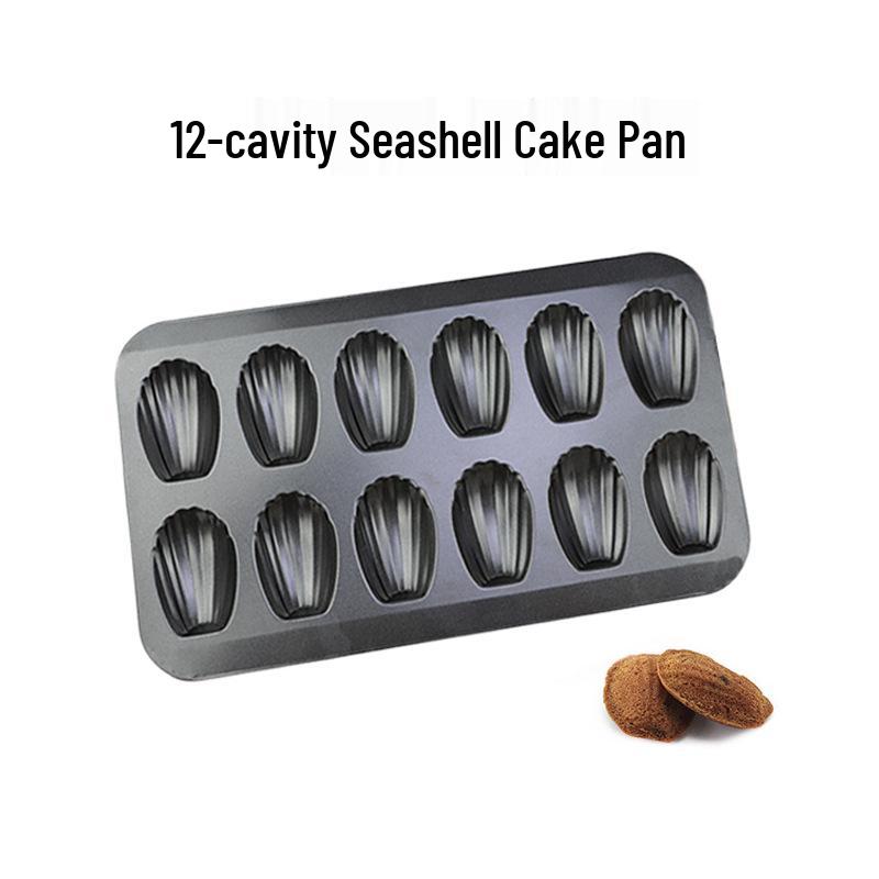 12-Cavity Non-Stick Madeleine Seashell Baking Mold, Thickened Carbon Steel Pan