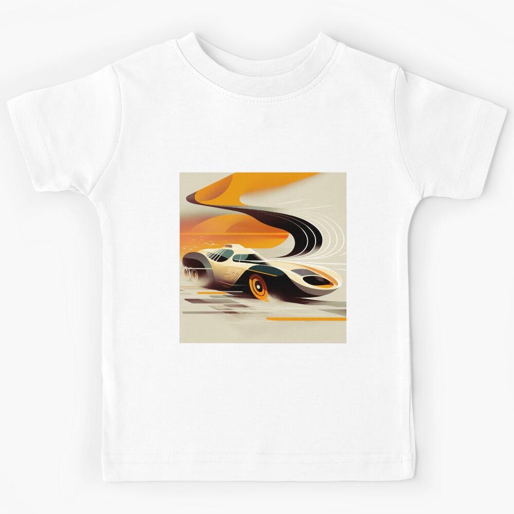 Car Formel One Futuristic Vintage Illustration Colorful Speed Kids T-Shirt 140