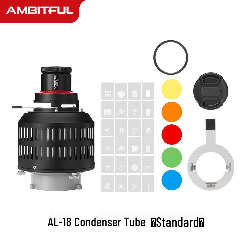 

8 Zhi Jie AL18 Bowens Mount LED Light with Focusing Condenser, Projection Shaping Insert, and Zoom Beam.