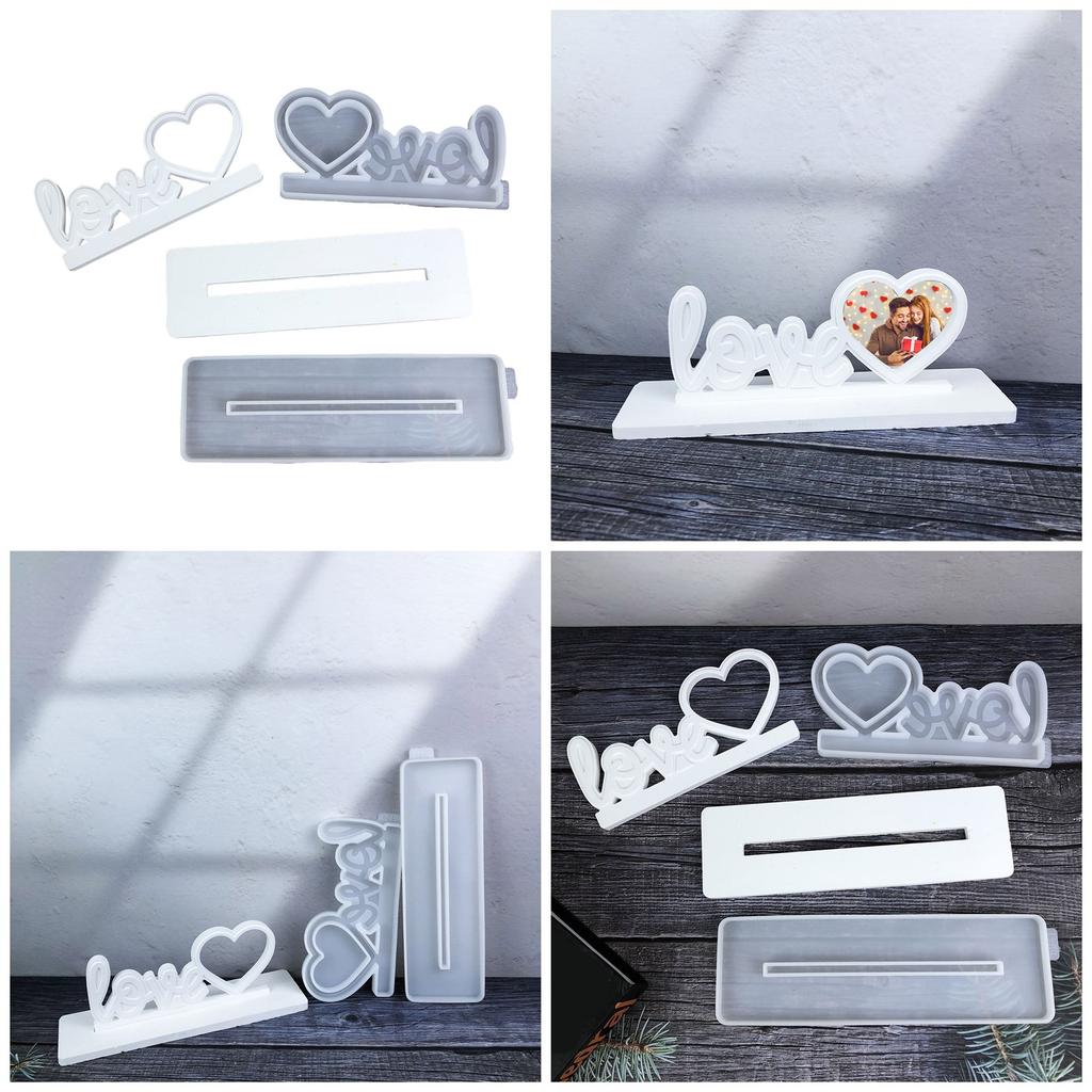 Flexible Heart Shaped Epoxy Resin Mold Set for DIY Photo Frames and Desktop Decorations with Silicone Casting Molds