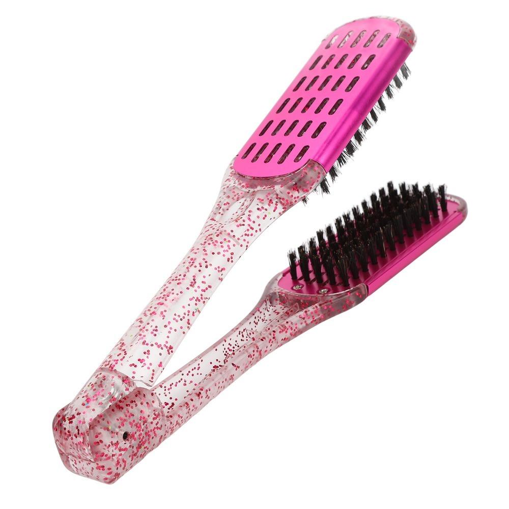 Professional Double Sided Hair Straightener Soft Hair Hair Straightener Clamp Brush Salon Use